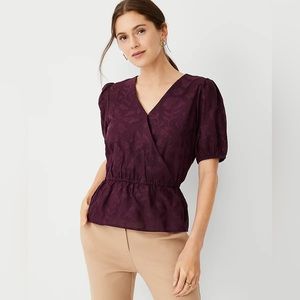 Ann Taylor Petite Floral Clip Wrap Top